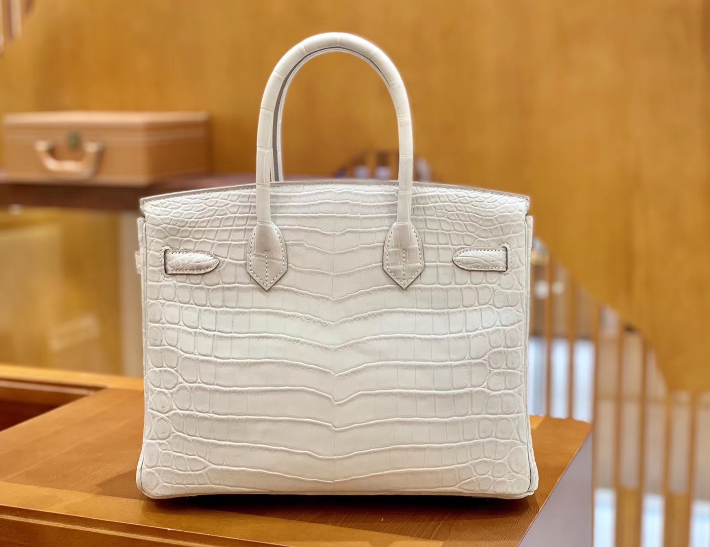 Hermès（爱马仕）Birkin 铂金包 羊毛白 一级皮 尼罗鳄鱼皮 臻品级别 金扣 30cm