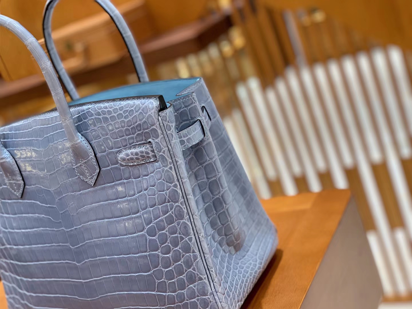 Hermès（爱马仕）Birkin 30cm 浅水蓝 金扣 一级皮 尼罗鳄鱼皮 臻品级别