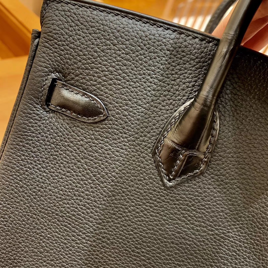 Hermès（爱马仕）Birkin 铂金包 祖母绿拼黑色 Touch 牛皮拼鳄鱼皮 金扣 30cm