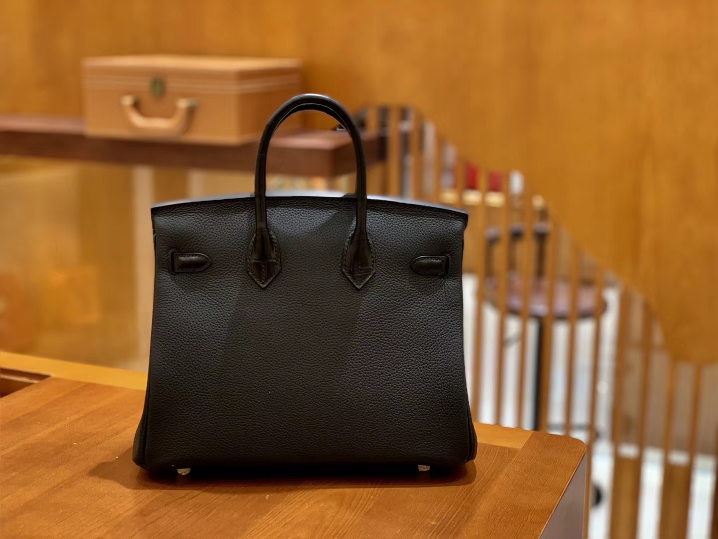 Hermès（爱马仕）Birkin 铂金包 祖母绿拼黑色 Touch 牛皮拼鳄鱼皮 金扣 30cm
