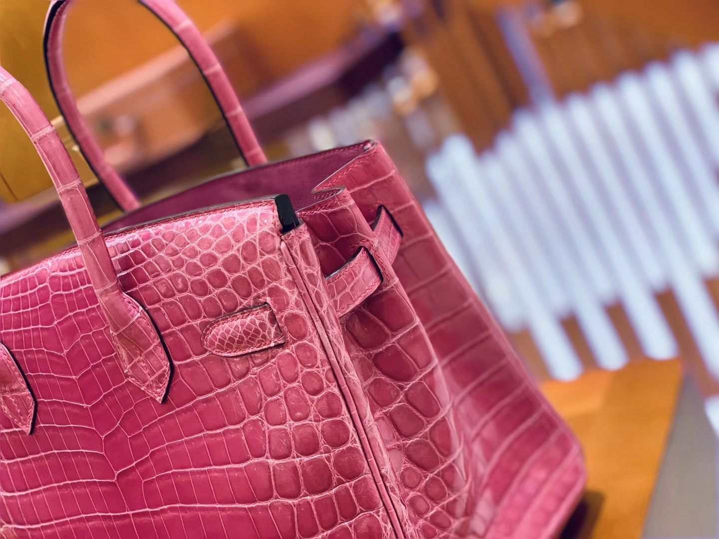 Hermès（爱马仕）Birkin 30cm 玉兰粉 银扣 一级皮 尼罗鳄鱼皮 臻品级别