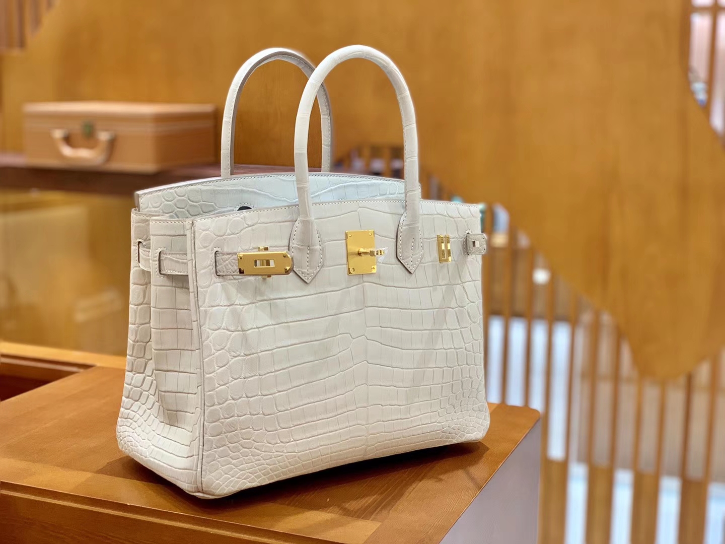 Hermès（爱马仕）Birkin 铂金包 羊毛白 一级皮 尼罗鳄鱼皮 臻品级别 金扣 30cm
