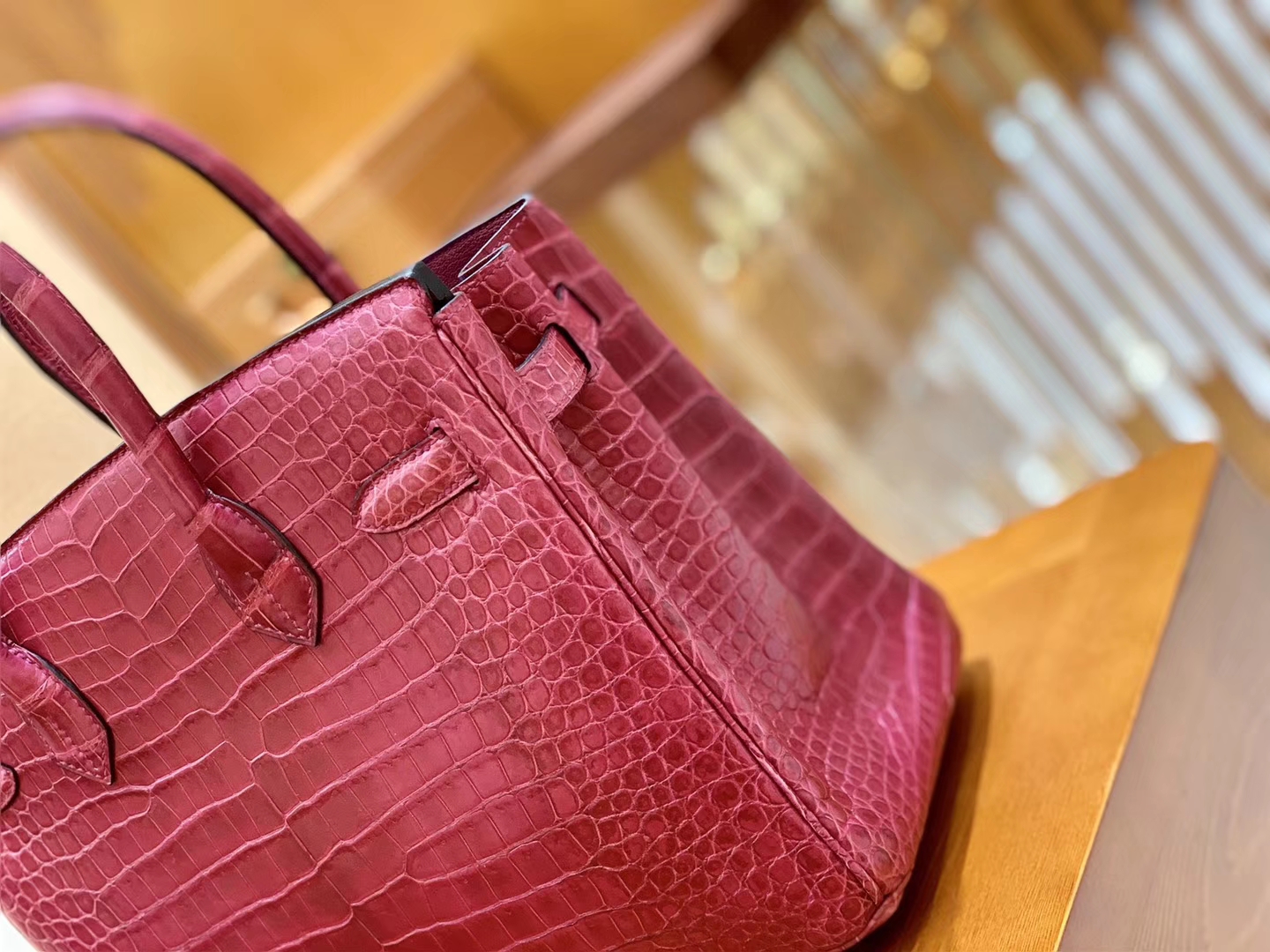 Hermès（爱马仕）Birkin 30cm 石榴红 金扣 尼罗 雾面 两点 鳄鱼皮 全手工