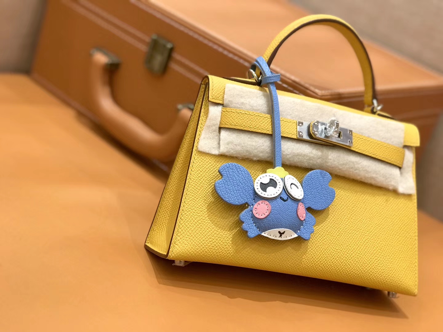 Hermès（爱马仕）mini Kelly 琥珀黄 银扣 德国进口掌纹皮 全手工缝制