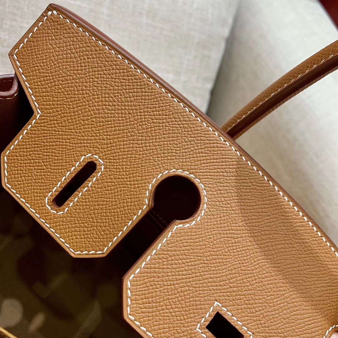 Hermès（爱马仕）Birkin 铂金包 金棕色 掌纹牛皮 金扣 30cm 高订版本