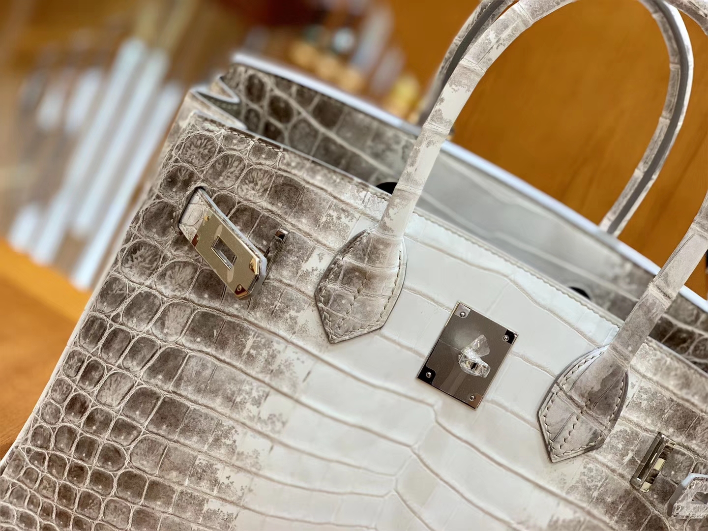 Hermès（爱马仕）Birkin 铂金包 喜马拉雅 浅色  特级品质 一级皮 尼罗鳄鱼皮 银扣 25cm