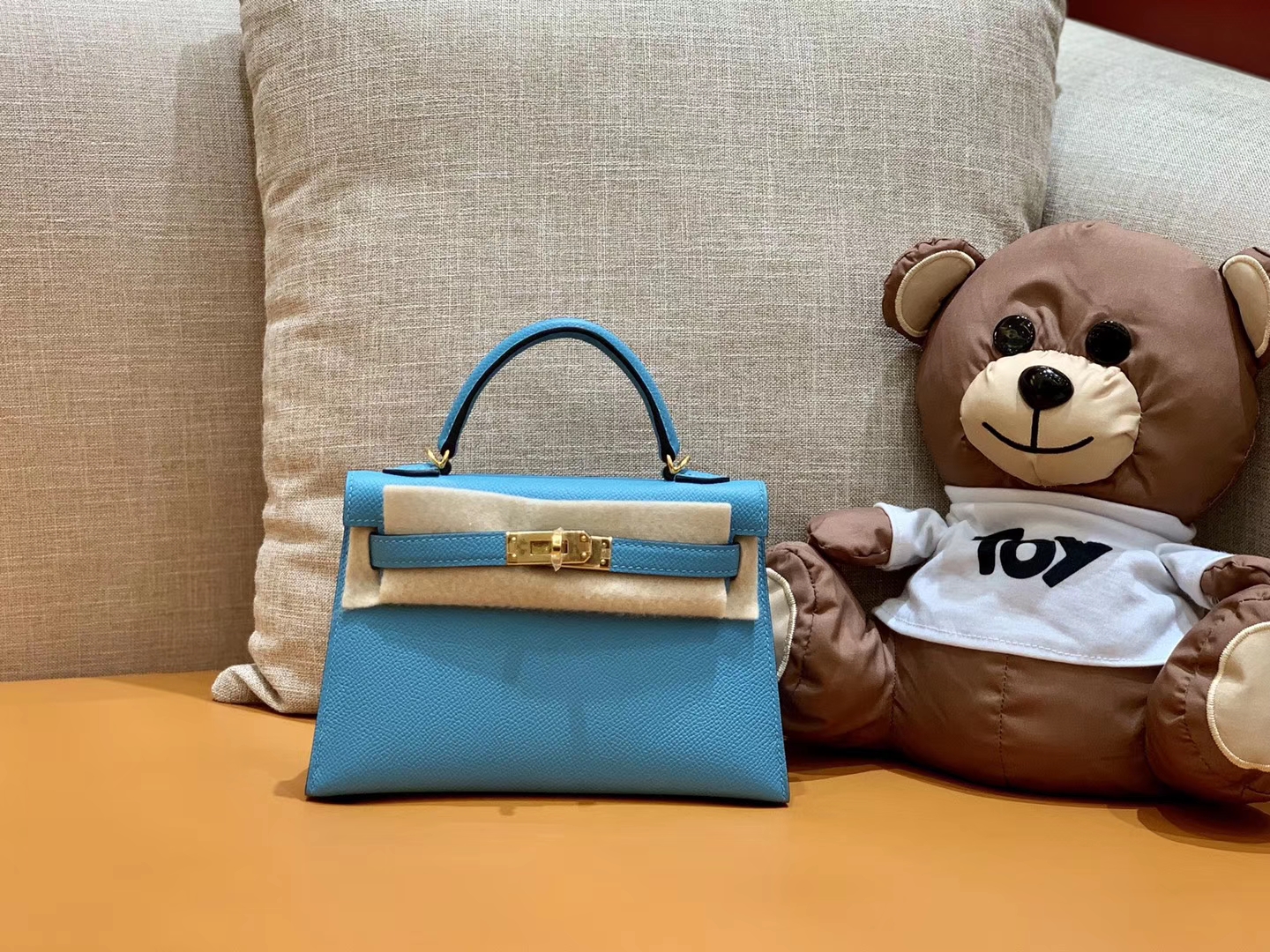 Hermès（爱马仕）Mini kelly 迷你凯莉 新增现货 北方蓝 掌纹小牛皮 臻品级别 金扣 19cm