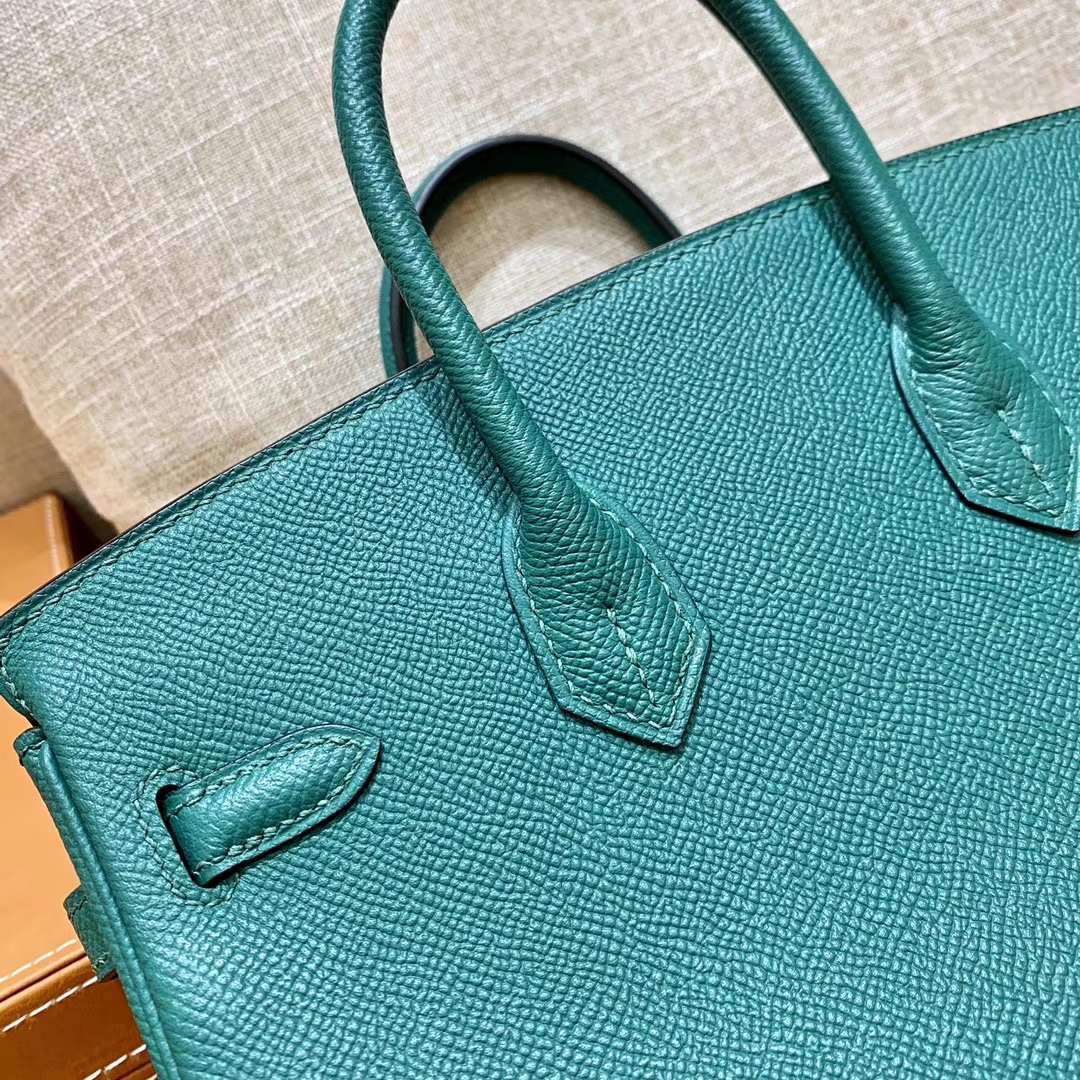 Hermès（爱马仕）Birkin 铂金包 森林绿 掌纹牛皮 金扣 30cm 高订版本
