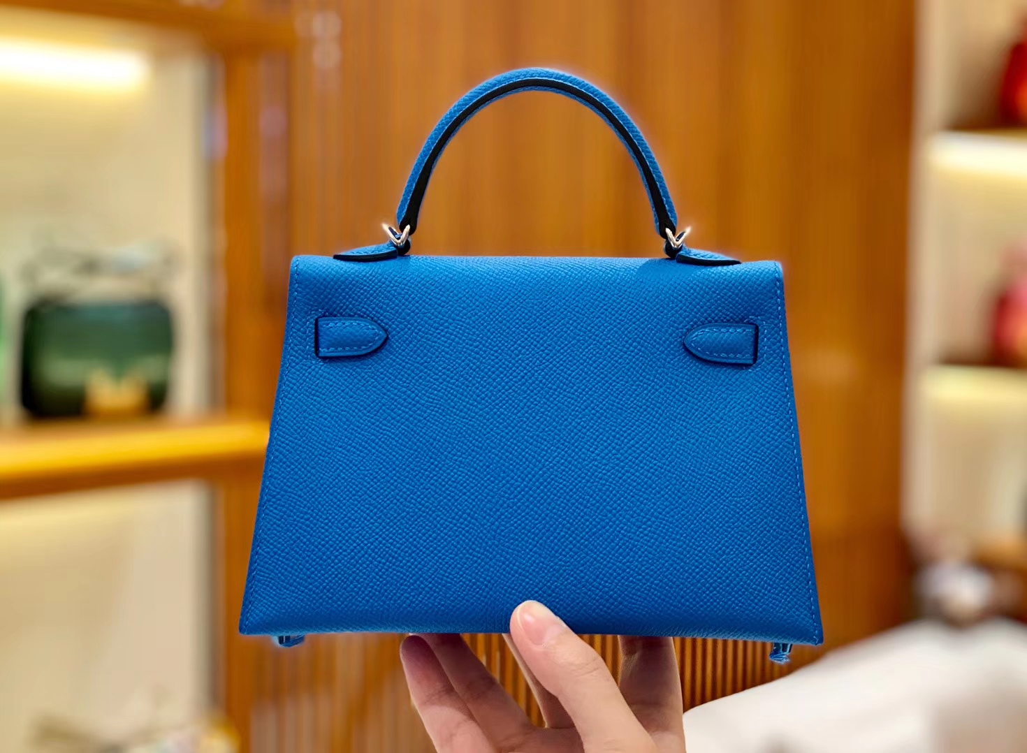 Hermès（爱马仕）Mini kelly 迷你凯莉 新增现货 坦桑尼亚蓝 掌纹小牛皮 臻品级别 银扣 19cm