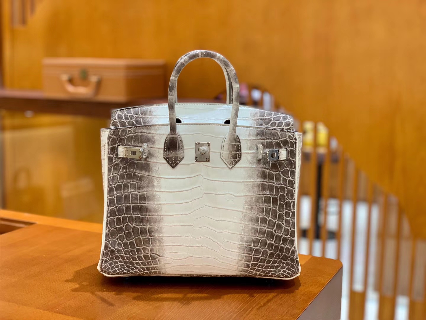 Hermès（爱马仕）Birkin 铂金包 喜马拉雅 深色  特级品质 一级皮 尼罗鳄鱼皮 银扣 25cm