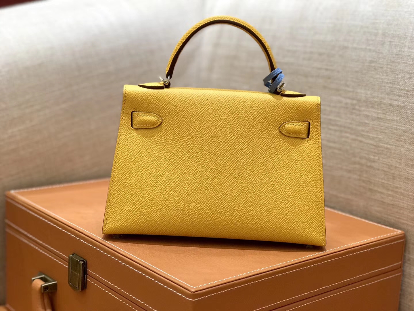 Hermès（爱马仕）mini Kelly 琥珀黄 银扣 德国进口掌纹皮 全手工缝制