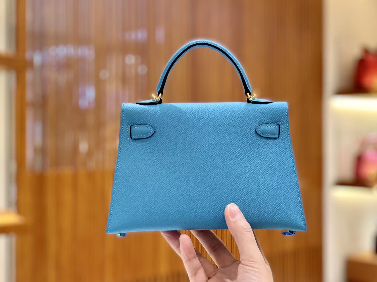 Hermès（爱马仕）Mini kelly 迷你凯莉 新增现货 北方蓝 掌纹小牛皮 臻品级别 金扣 19cm