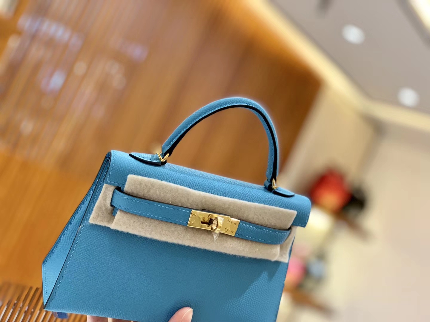Hermès（爱马仕）Mini kelly 迷你凯莉 新增现货 北方蓝 掌纹小牛皮 臻品级别 金扣 19cm
