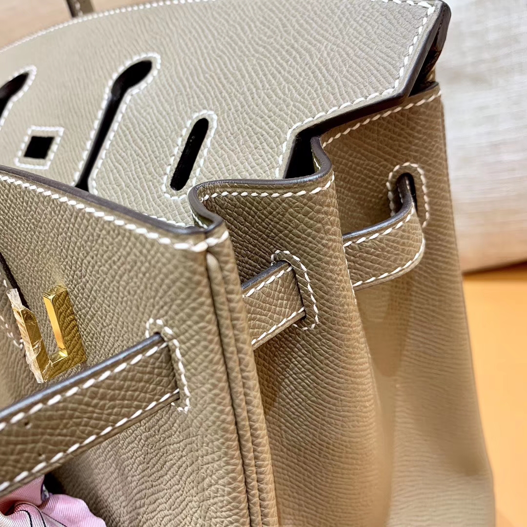 Hermès（爱马仕）Birkin 铂金包 大象灰 掌纹牛皮 金扣 30cm 高订版本