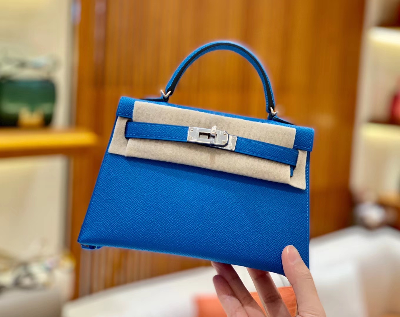 Hermès（爱马仕）Mini kelly 迷你凯莉 新增现货 坦桑尼亚蓝 掌纹小牛皮 臻品级别 银扣 19cm
