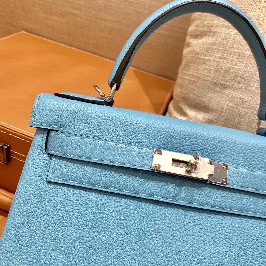 Hermès（爱马仕）Kelly 凯莉包 小牛皮 北方蓝 28cm 现货