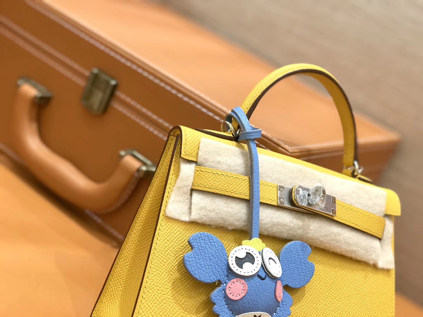 Hermès（爱马仕）mini Kelly 琥珀黄 银扣 德国进口掌纹皮 全手工缝制
