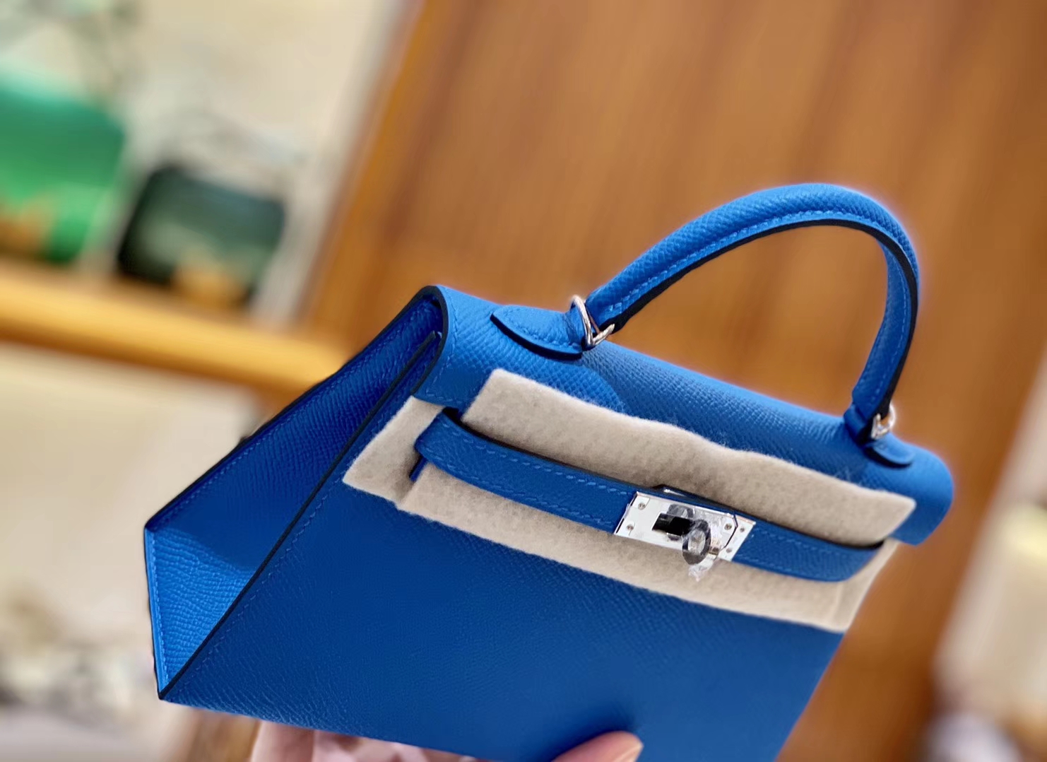 Hermès（爱马仕）Mini kelly 迷你凯莉 新增现货 坦桑尼亚蓝 掌纹小牛皮 臻品级别 银扣 19cm