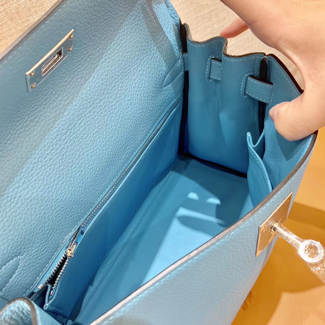 Hermès（爱马仕）Kelly 凯莉包 小牛皮 北方蓝 28cm 现货