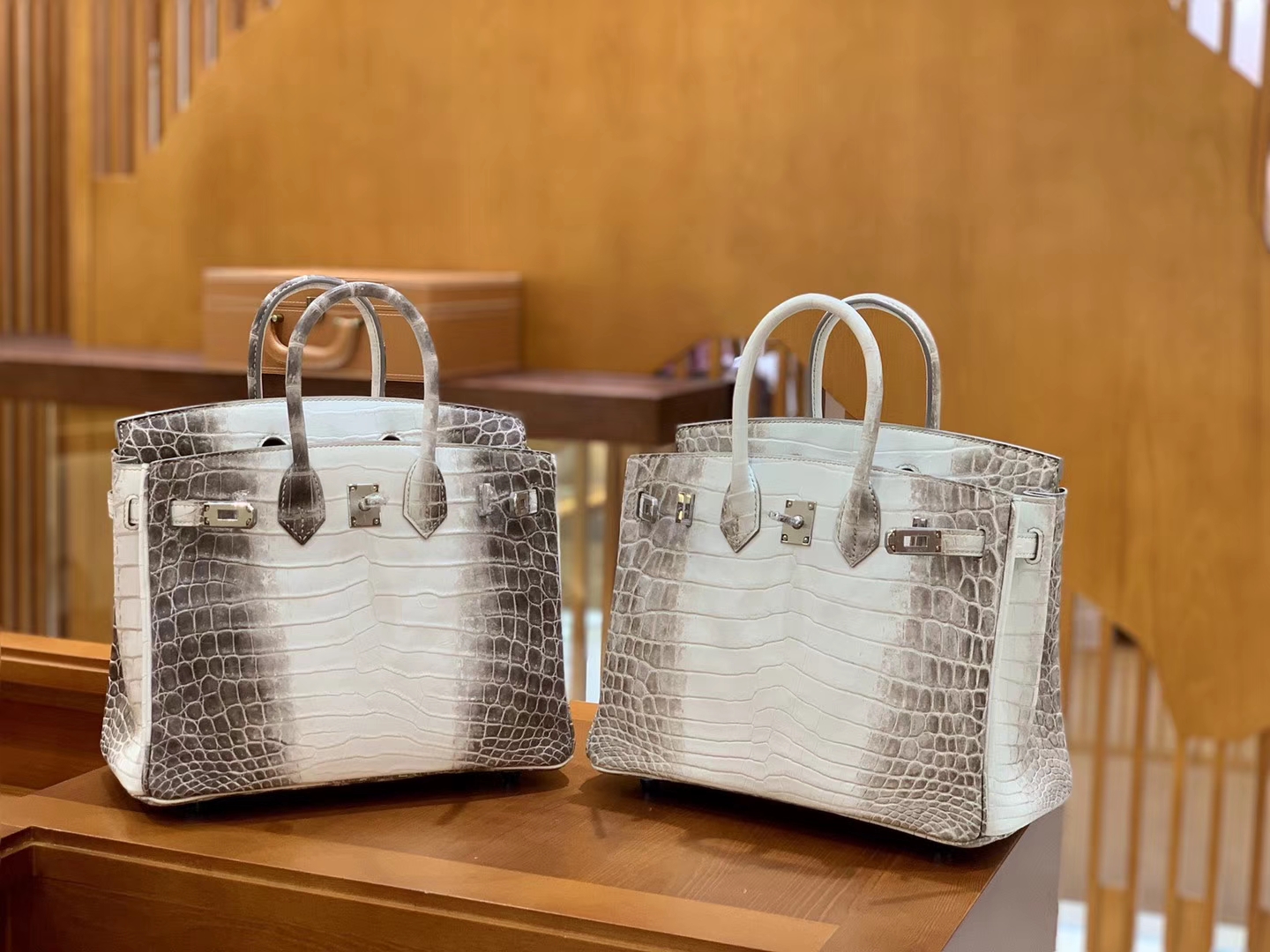 Hermès（爱马仕）Birkin 铂金包 喜马拉雅 深色  特级品质 一级皮 尼罗鳄鱼皮 银扣 25cm