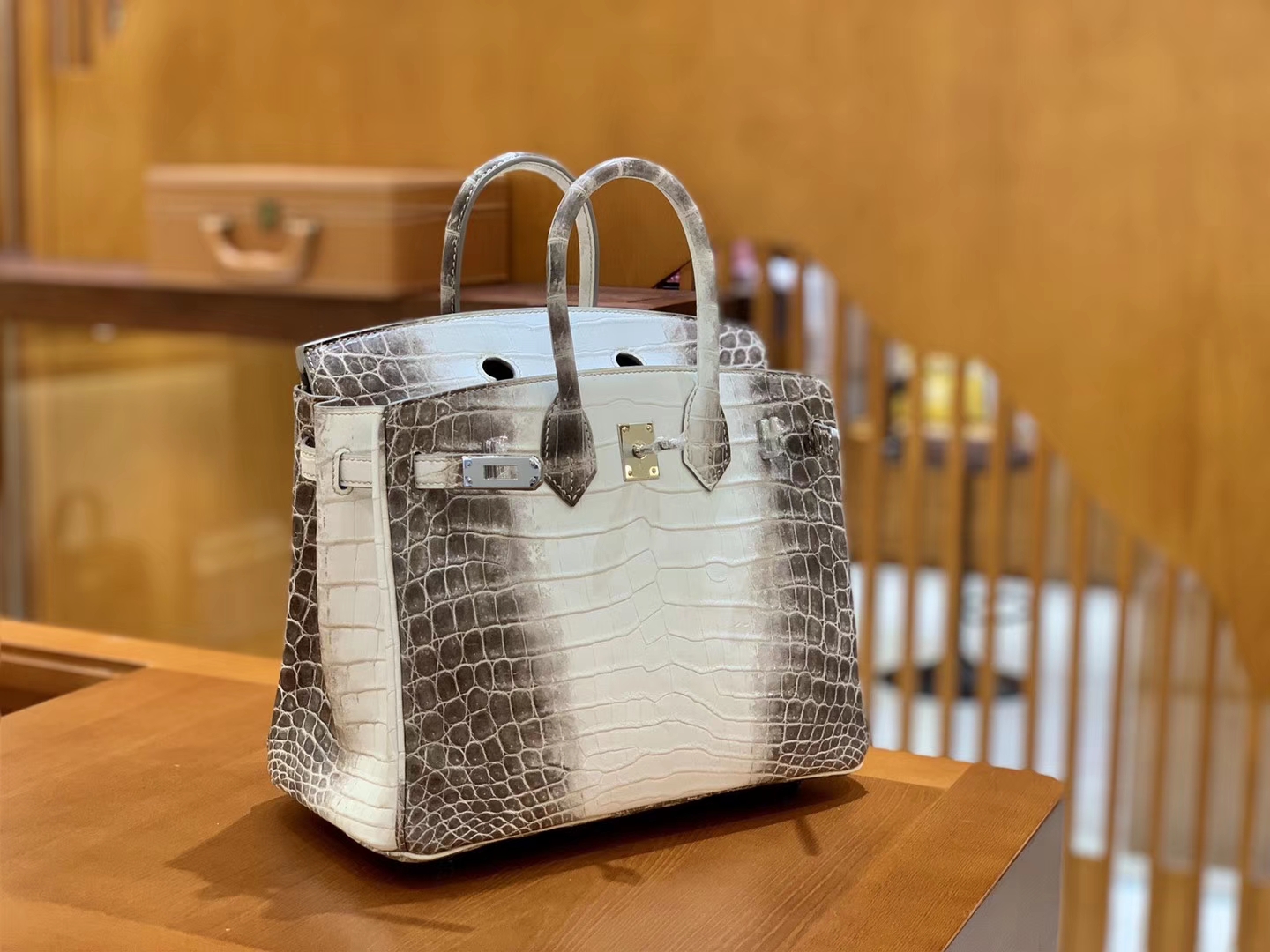 Hermès（爱马仕）Birkin 铂金包 喜马拉雅 深色  特级品质 一级皮 尼罗鳄鱼皮 银扣 25cm