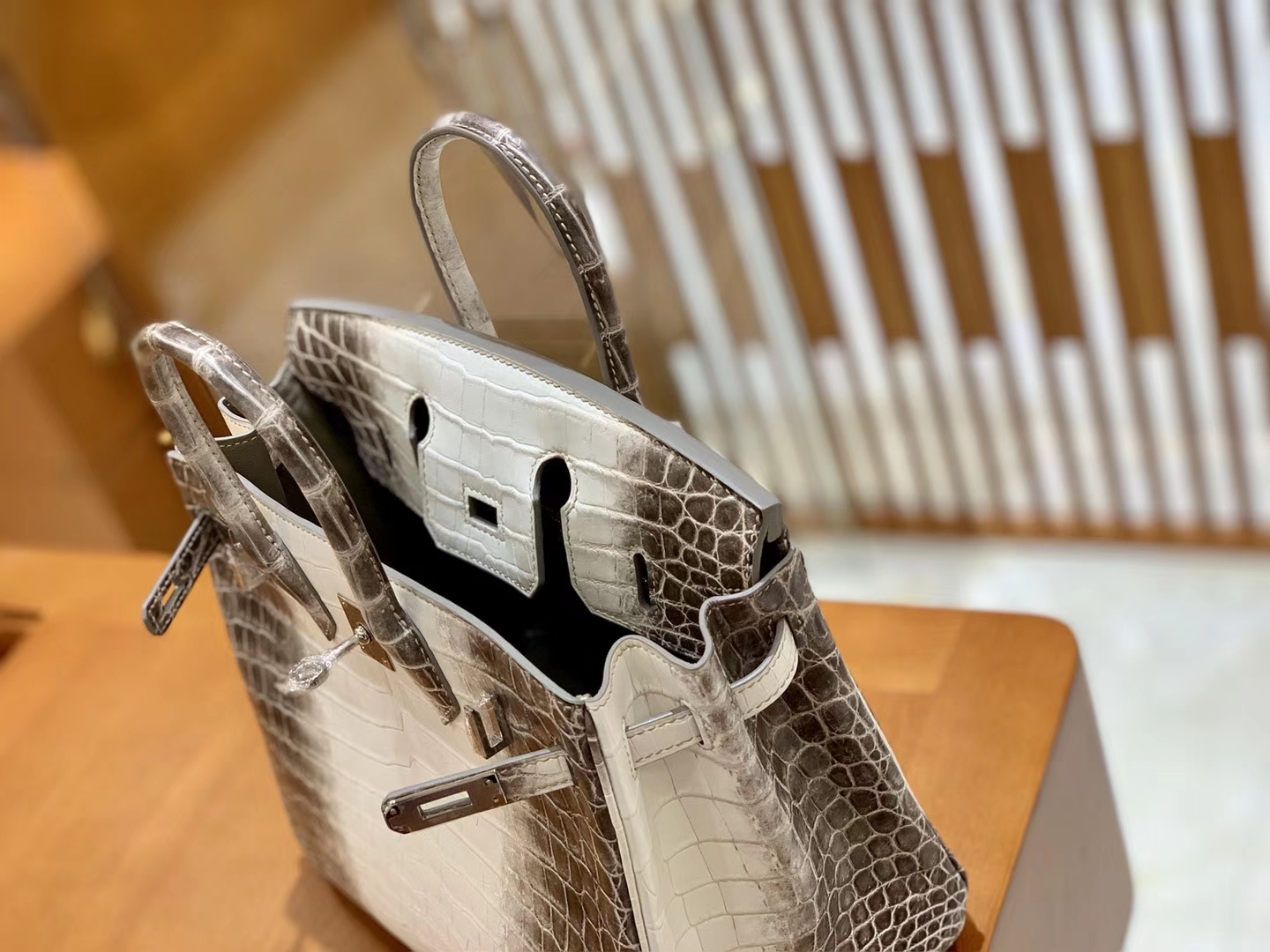 Hermès（爱马仕）Birkin 铂金包 喜马拉雅 深色  特级品质 一级皮 尼罗鳄鱼皮 银扣 25cm
