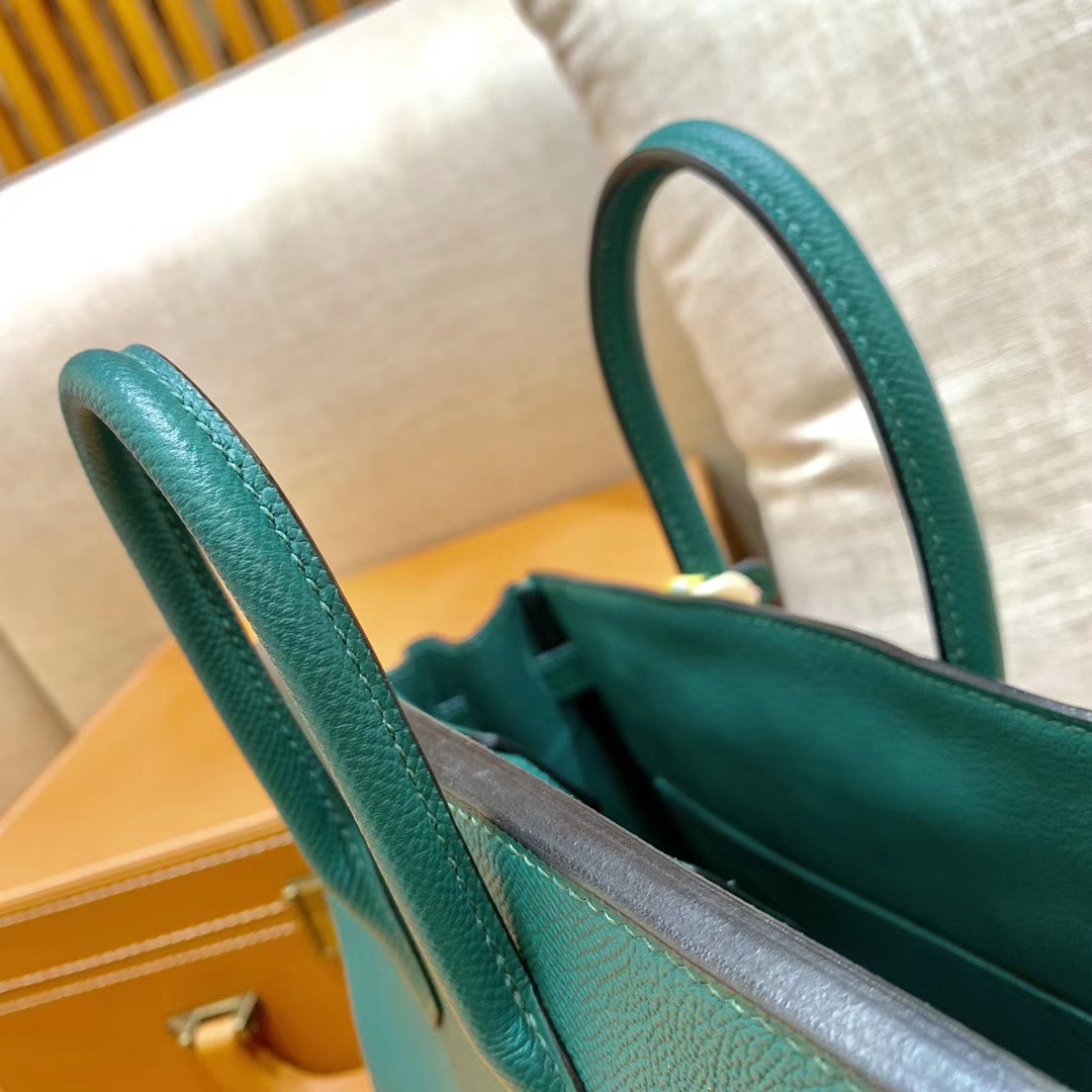 Hermès（爱马仕）Birkin 铂金包 森林绿 掌纹牛皮 金扣 30cm 高订版本