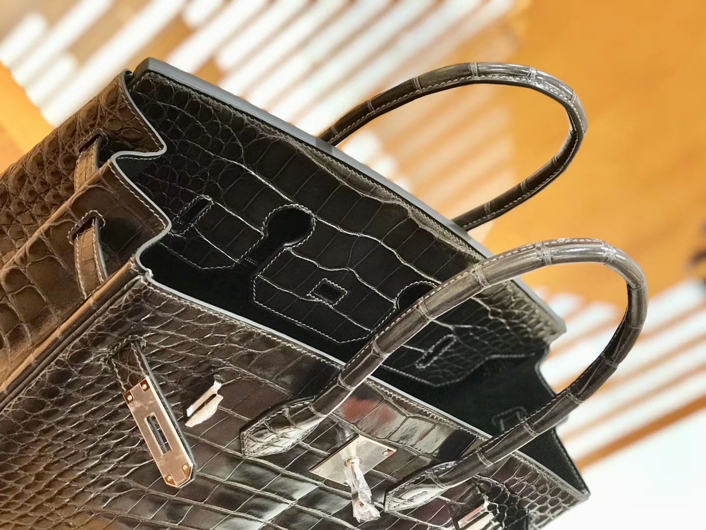 Hermès（爱马仕）Birkin 35cm 美洲鳄鱼 锡器灰