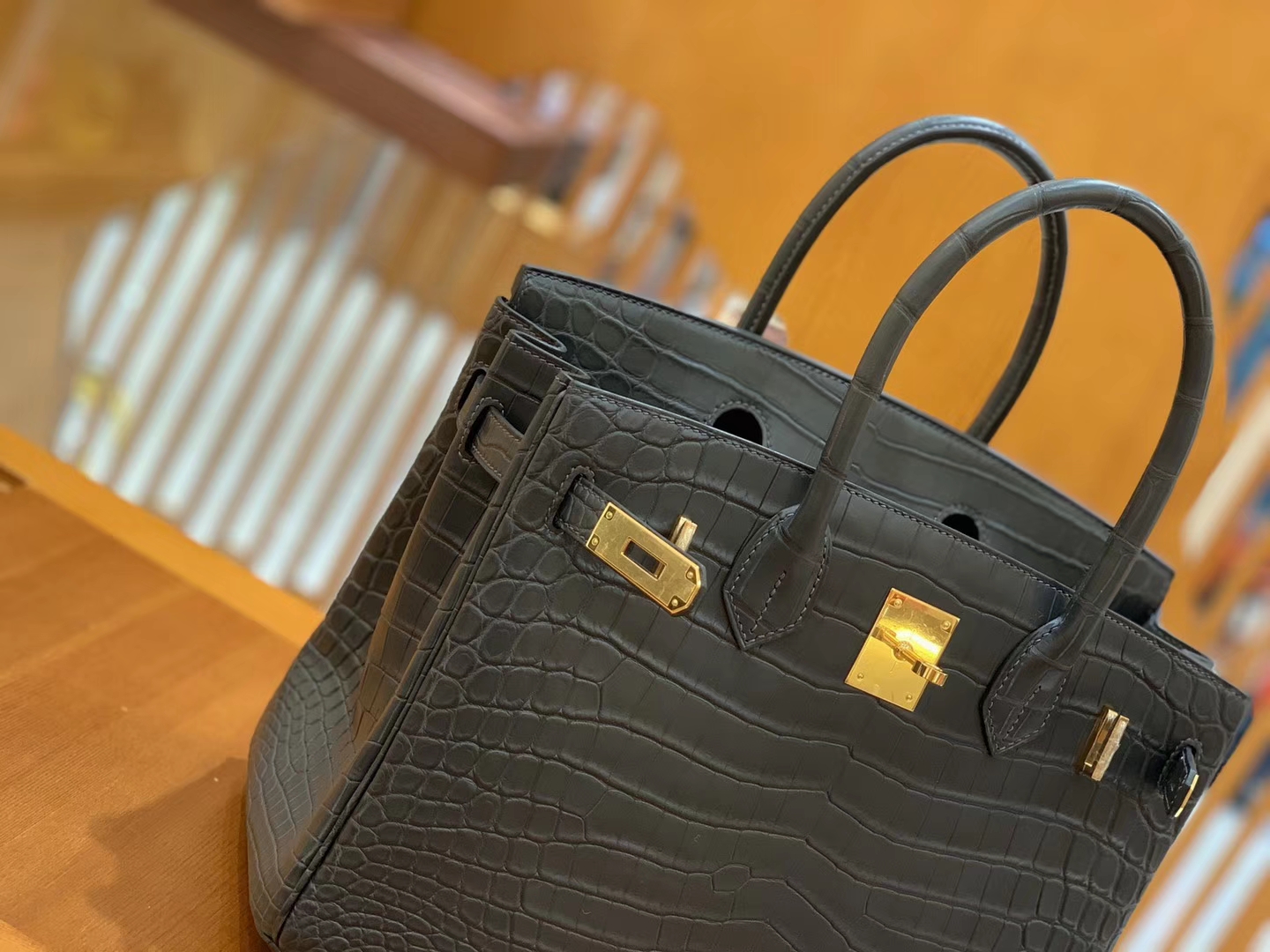 Hermès（爱马仕）Birkin 30cm 雾面 尼罗鳄鱼皮 锡器灰 金扣 全手工缝制