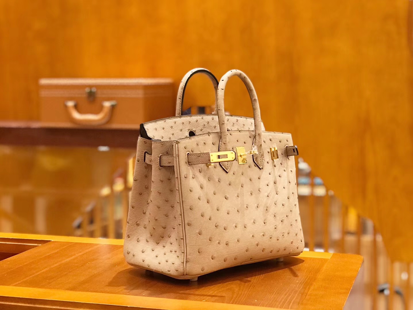 Hermès（爱马仕）Birkin 25cm 鸵鸟皮 奶粉色 全手工缝制 现货