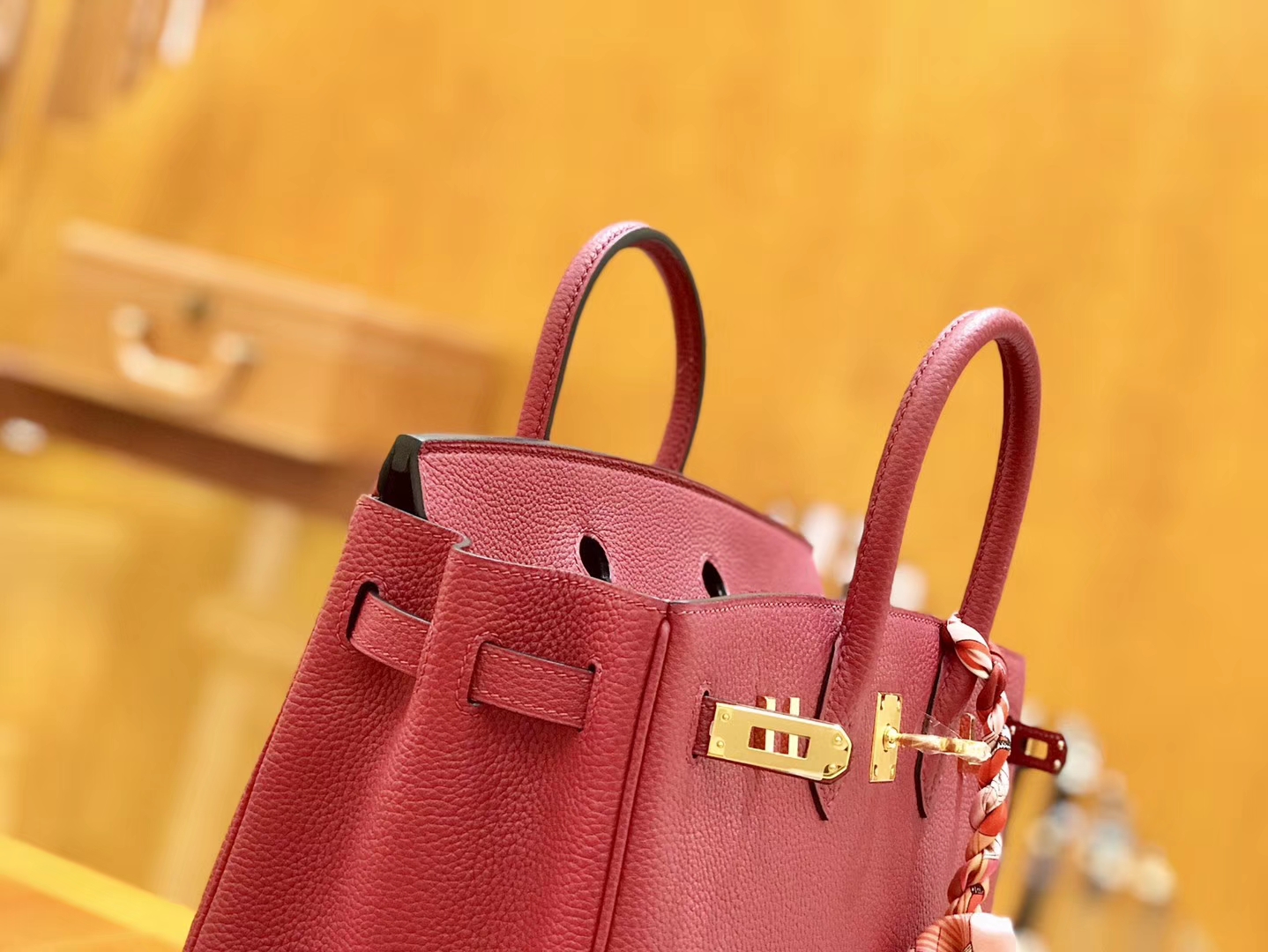 Hermès（爱马仕）Birkin 25cm 石榴红 金扣 全手工缝制