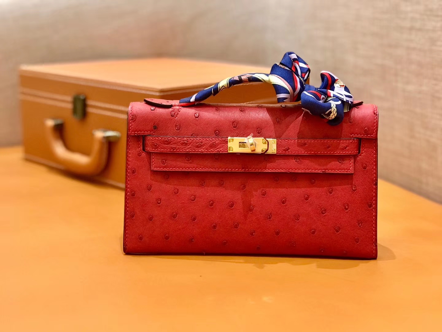 Hermès（爱马仕）MiniKelly 迷你凯莉 法拉利红 鸵鸟皮 1代 22cm