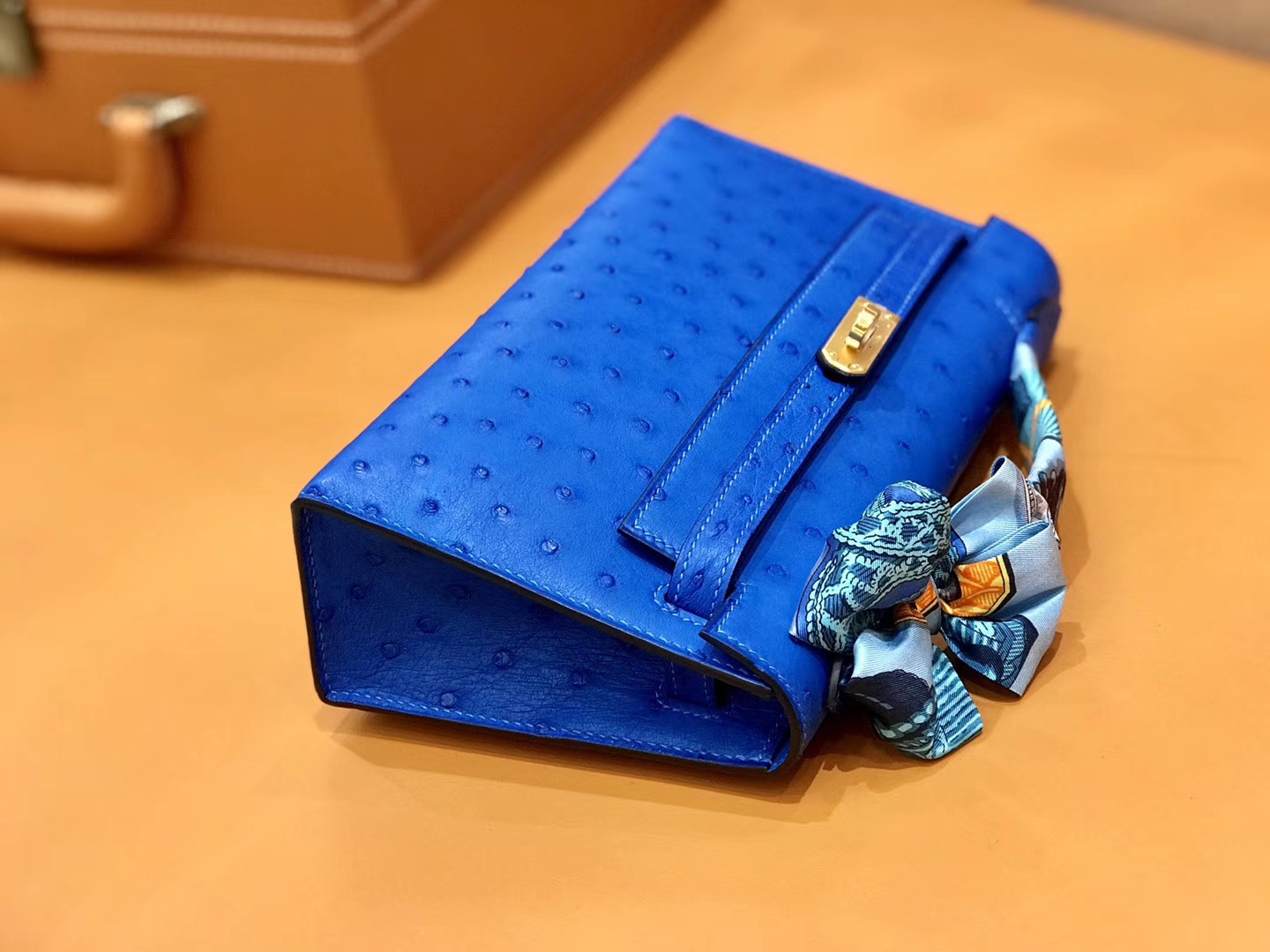 Hermès（爱马仕）MiniKelly 迷你凯莉 电光蓝 鸵鸟皮 1代 22cm