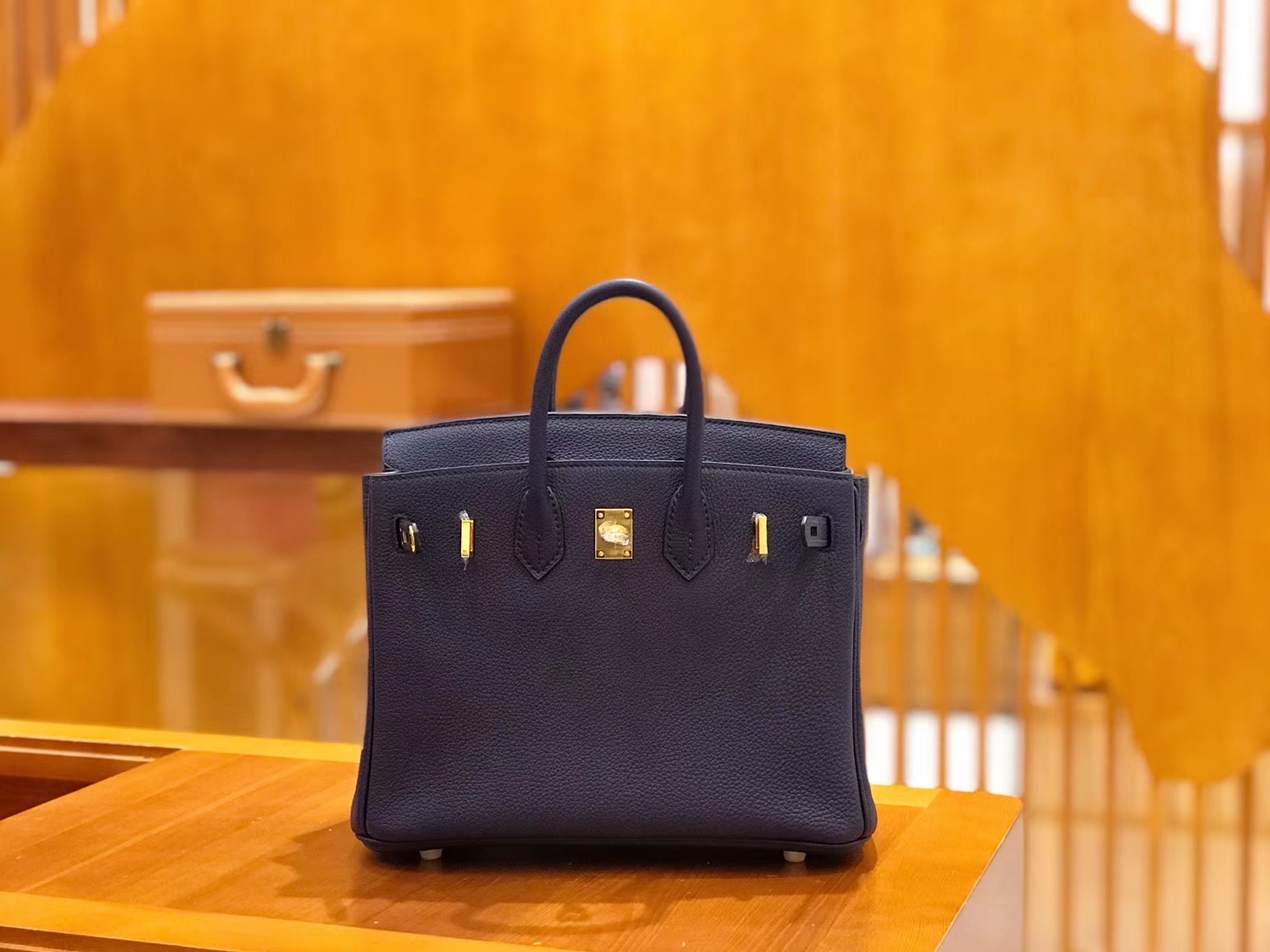 Hermès（爱马仕）Birkin 25cm togo牛皮 午夜蓝 金扣 全手工缝制