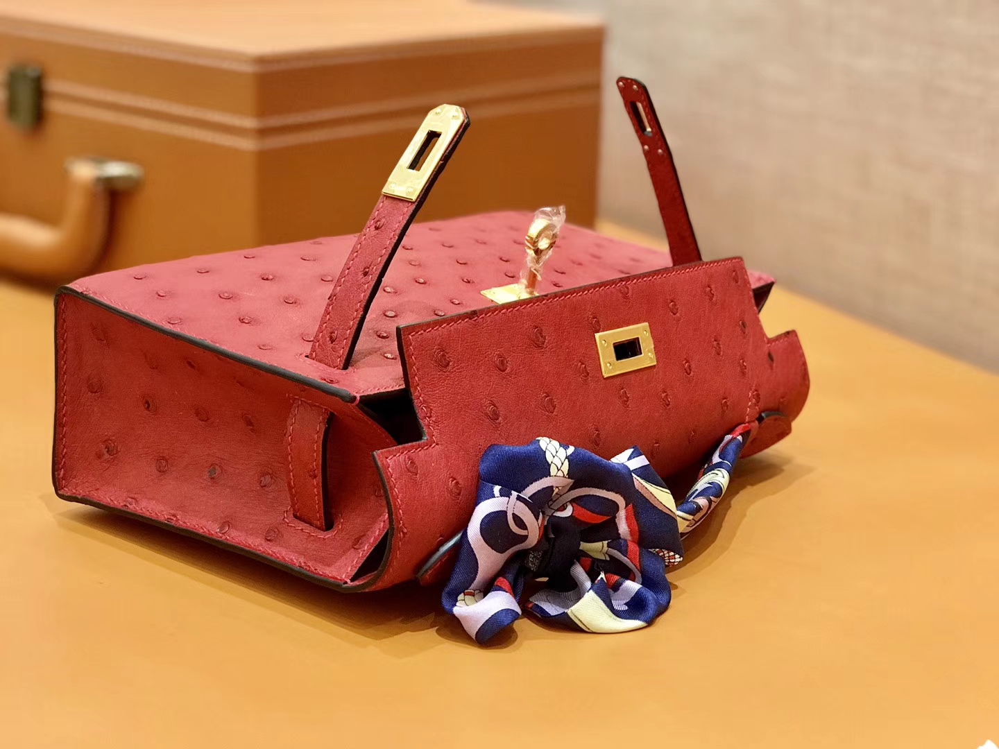 Hermès（爱马仕）MiniKelly 迷你凯莉 法拉利红 鸵鸟皮 1代 22cm