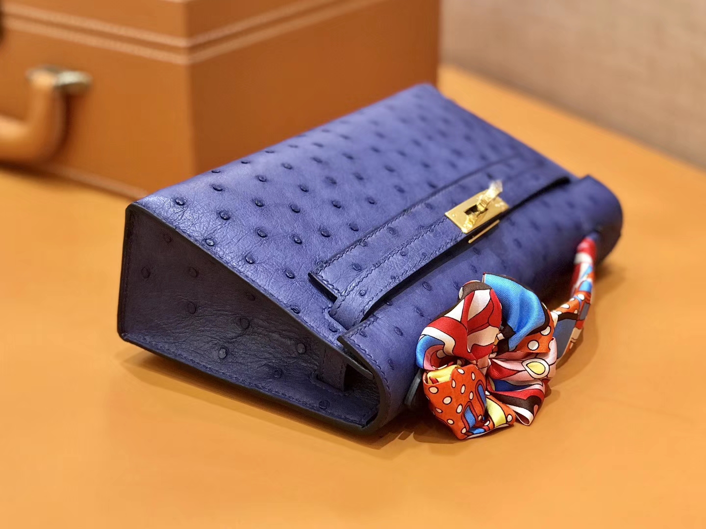 Hermès（爱马仕）MiniKelly 迷你凯莉 紫色 鸵鸟皮 1代 金扣 22cm