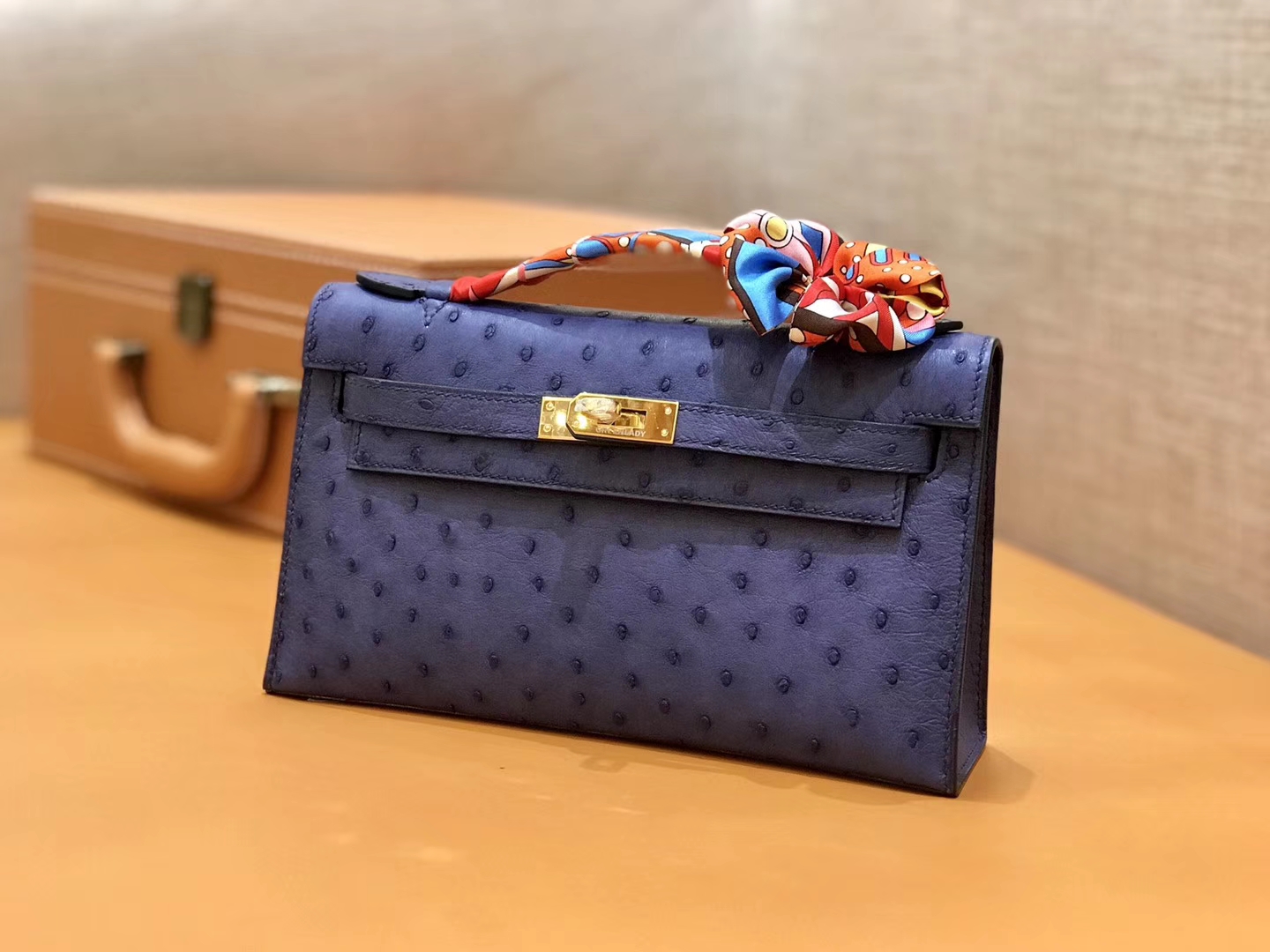 Hermès（爱马仕）MiniKelly 迷你凯莉 紫色 鸵鸟皮 1代 金扣 22cm