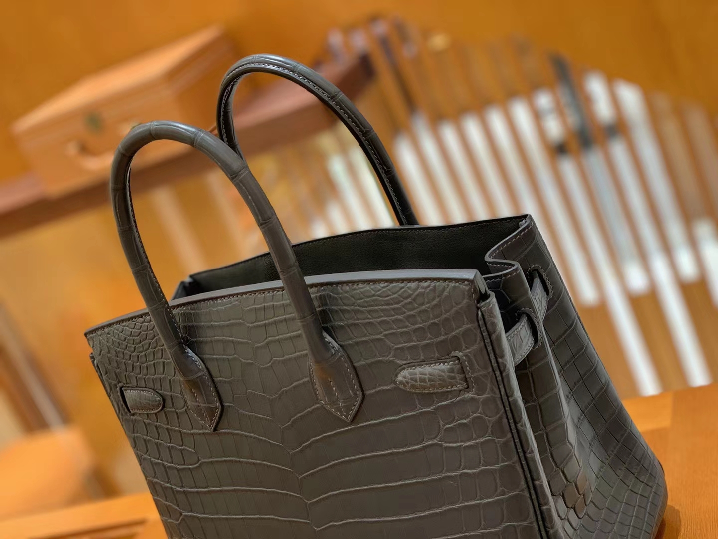 Hermès（爱马仕）Birkin 30cm 雾面 尼罗鳄鱼皮 锡器灰 金扣 全手工缝制