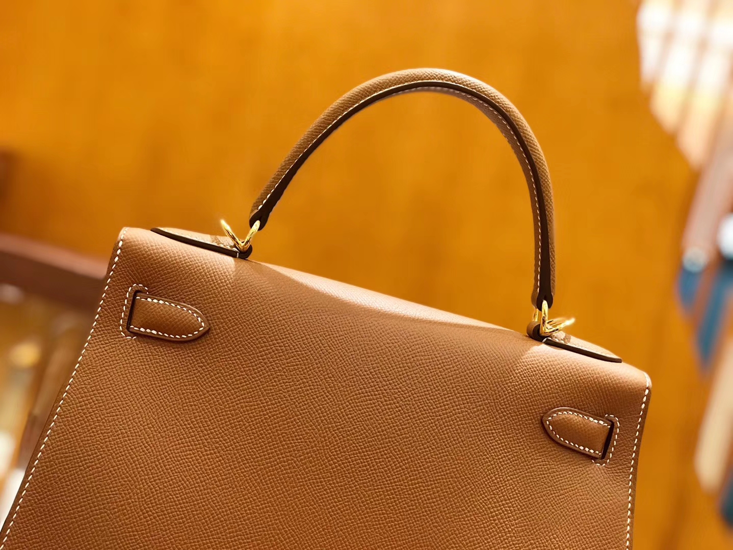 Hermès（爱马仕）Kelly 28cm 金棕色 金扣 掌纹牛皮 全手工缝制 现货