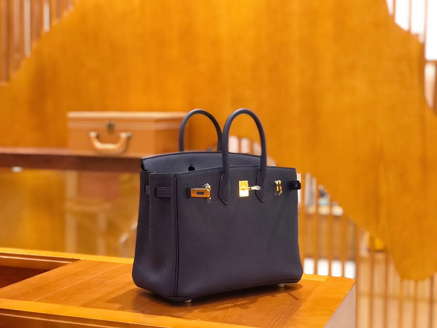 Hermès（爱马仕）Birkin 25cm togo牛皮 午夜蓝 金扣 全手工缝制