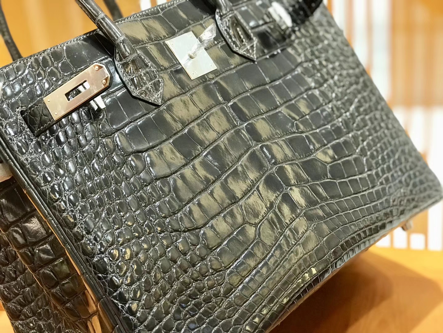Hermès（爱马仕）Birkin 35cm 美洲鳄鱼 锡器灰