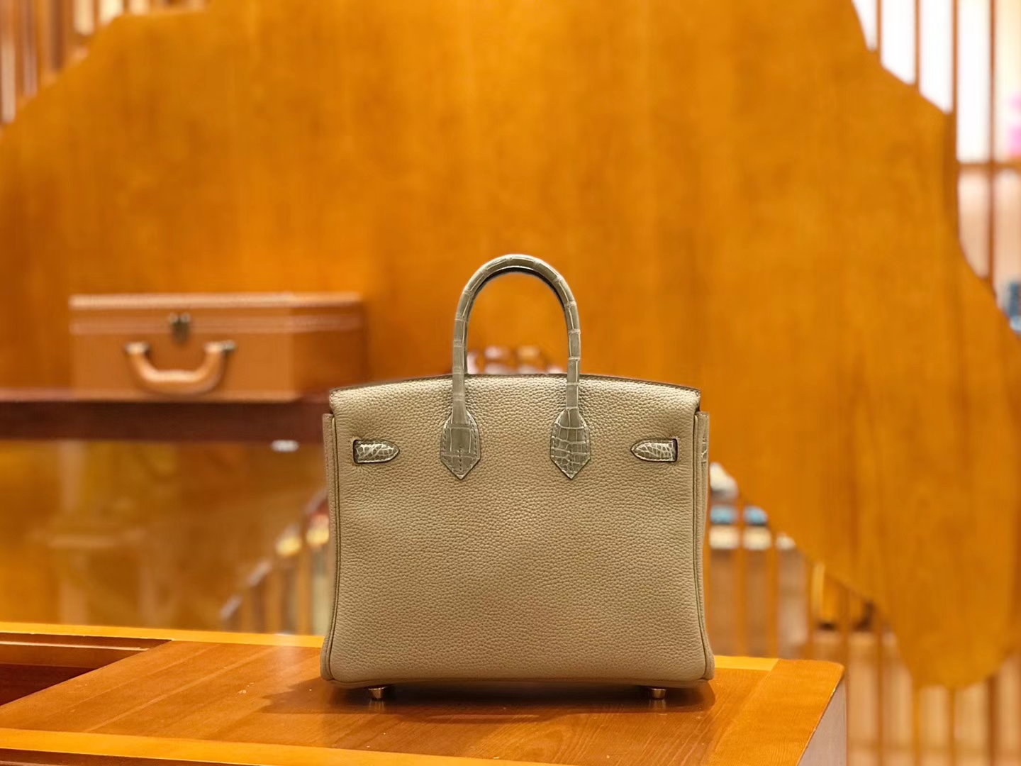 Hermès（爱马仕）Birkin 25cm Touch 斑鸠灰 鳄鱼皮拼牛皮 全手工缝制