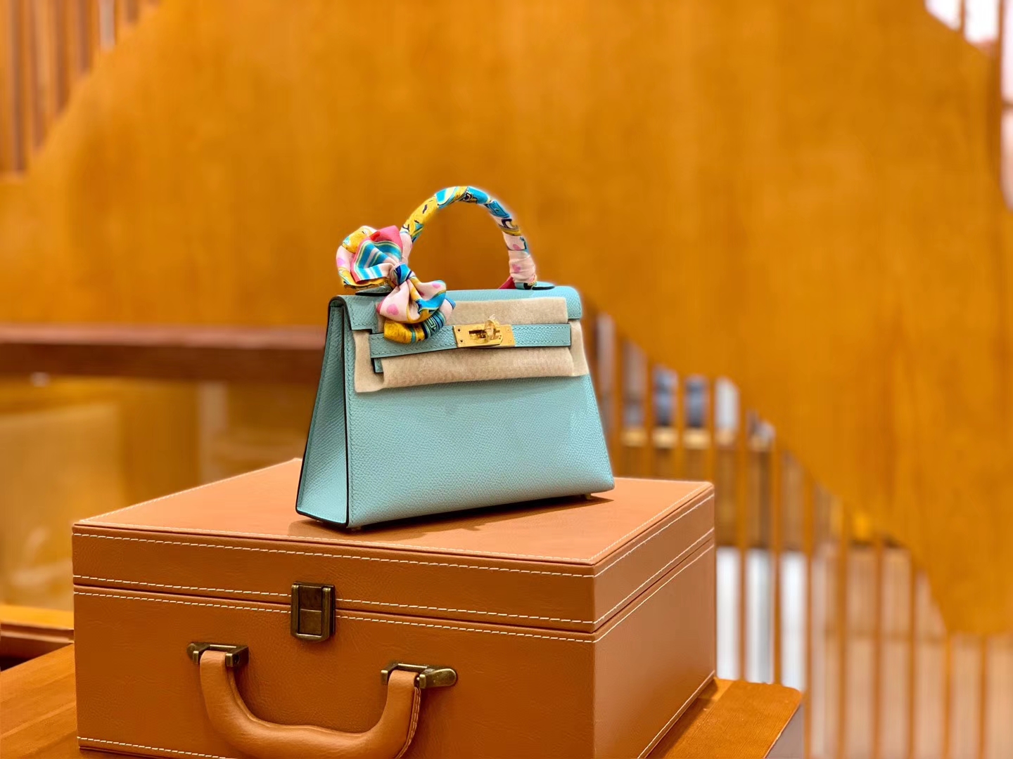 Hermès（爱马仕）Mini Kelly 19cm 马卡龙 金扣 掌纹牛皮 全手工缝制
