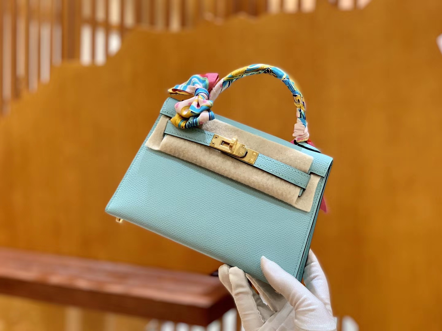 Hermès（爱马仕）Mini Kelly 19cm 马卡龙 金扣 掌纹牛皮 全手工缝制