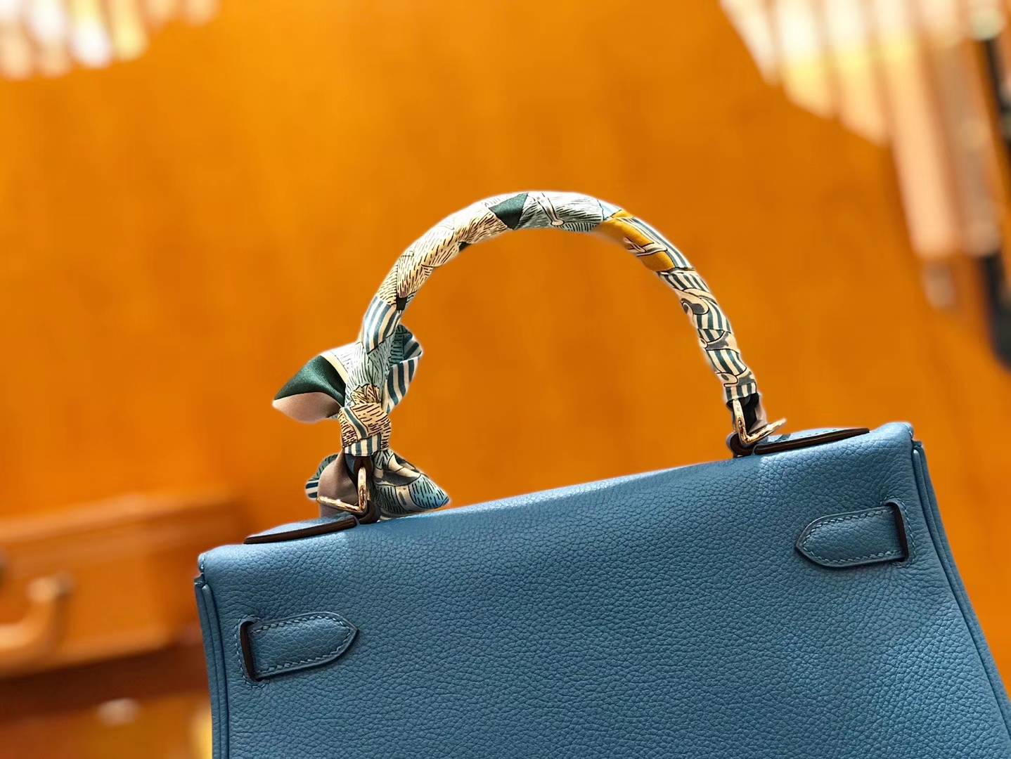 Hermès（爱马仕）Kelly 28cm togo 牛皮 坦桑尼亚蓝 银扣 全手工缝制 现货