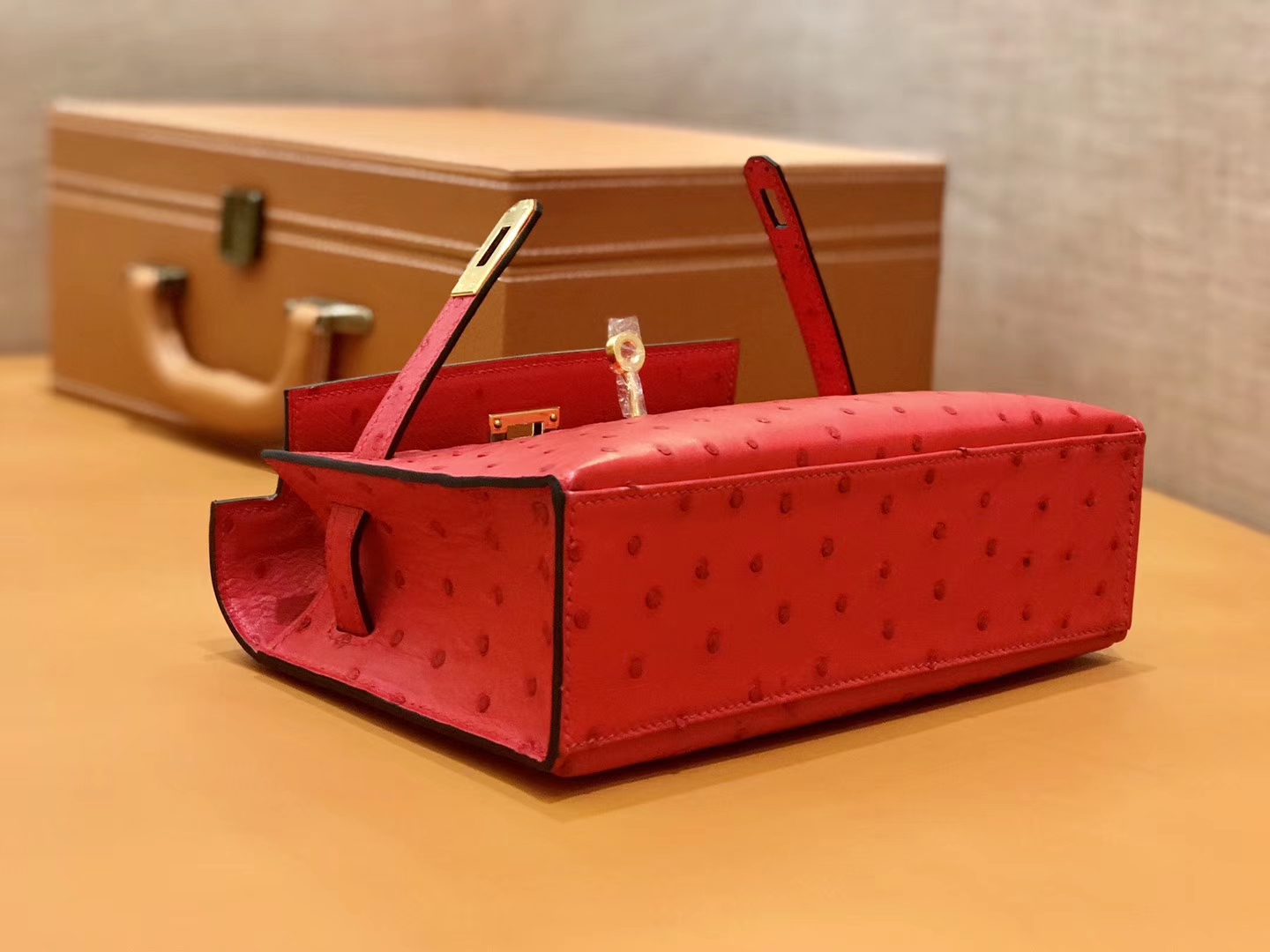 Hermès（爱马仕）MiniKelly 迷你凯莉 中国红 鸵鸟皮 1代 22cm
