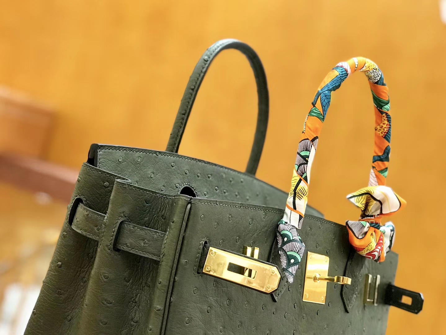 Hermès（爱马仕）Birkin 30cm 丛林绿 金扣 鸵鸟皮 全手工缝制