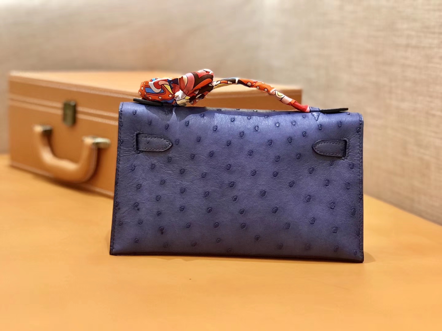 Hermès（爱马仕）MiniKelly 迷你凯莉 紫色 鸵鸟皮 1代 金扣 22cm