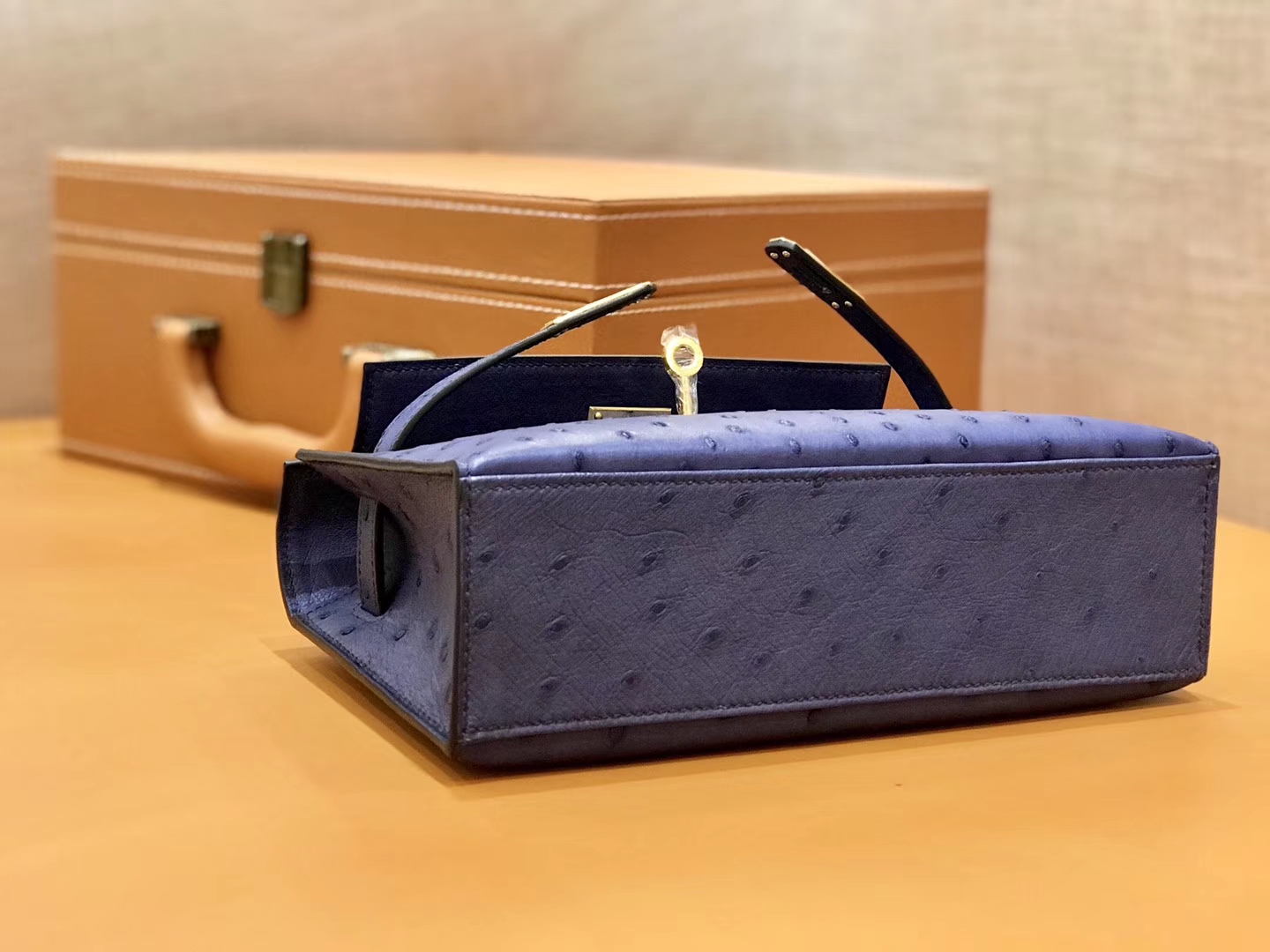 Hermès（爱马仕）MiniKelly 迷你凯莉 紫色 鸵鸟皮 1代 金扣 22cm