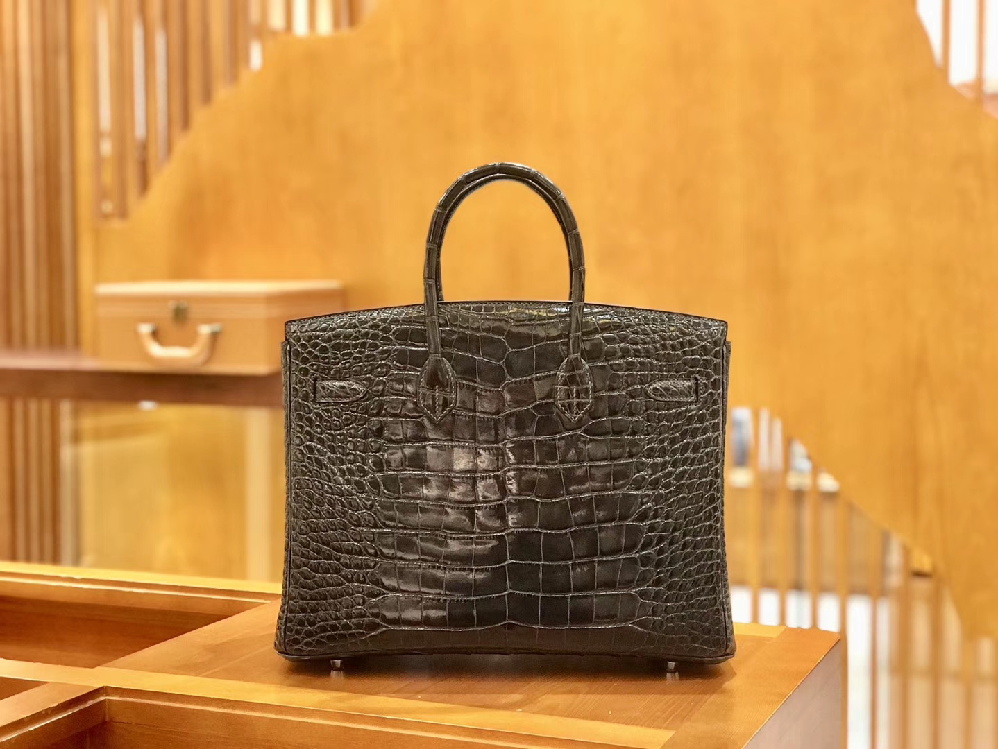 Hermès（爱马仕）Birkin 35cm 美洲鳄鱼 锡器灰